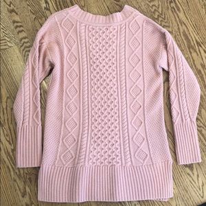 JCrew pink Lonnie cable knit sweater